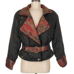 Vintage 80s Skea Sylish Women's Black and Red Ski Jacket Black Red Gold sz 8